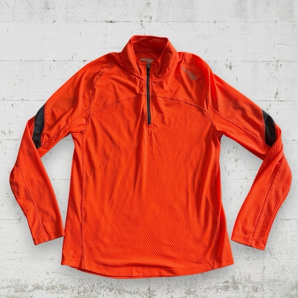 Saucony Other - Saucony 1/4 Zip Running Jogging Pullover Mens Sz S Orange Mock Neck Vizipro